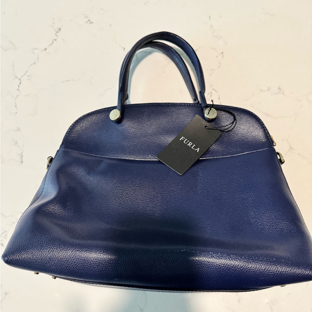 Furla Deep Blue Leather Satchel